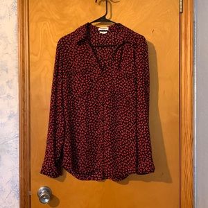 Express Portofino Slim Button down Shirt Large, Red, Black and white. 2 pockets,